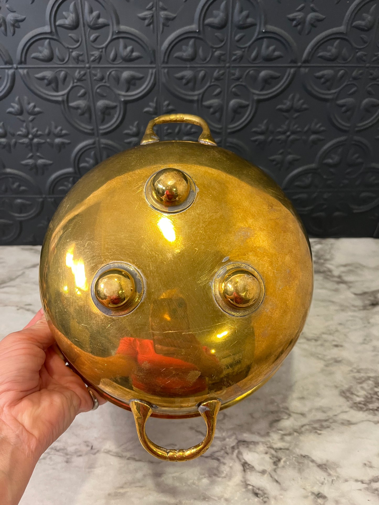 Solid Brass Footed Pot with handles