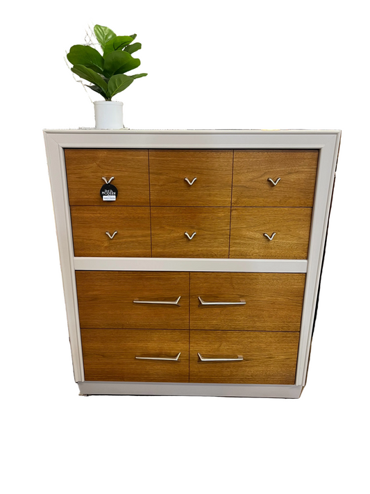 Mid Century 4 Drawer Dresser with Cream Paint