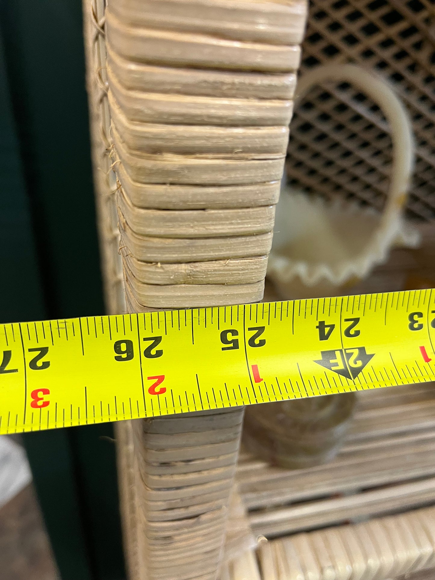 Tan Wash Arched Wicker Shelf