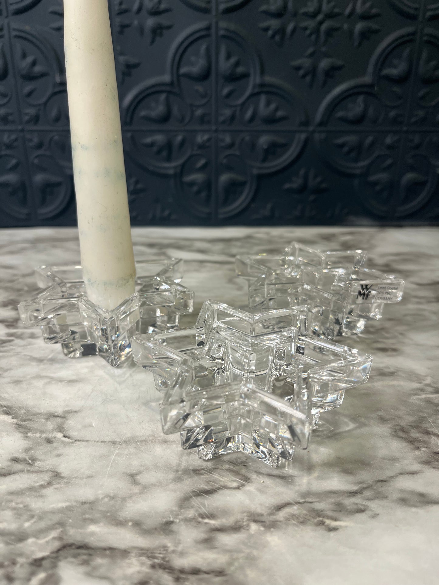WMF Lead Crystal Stackable Star Candle Holder set of 3