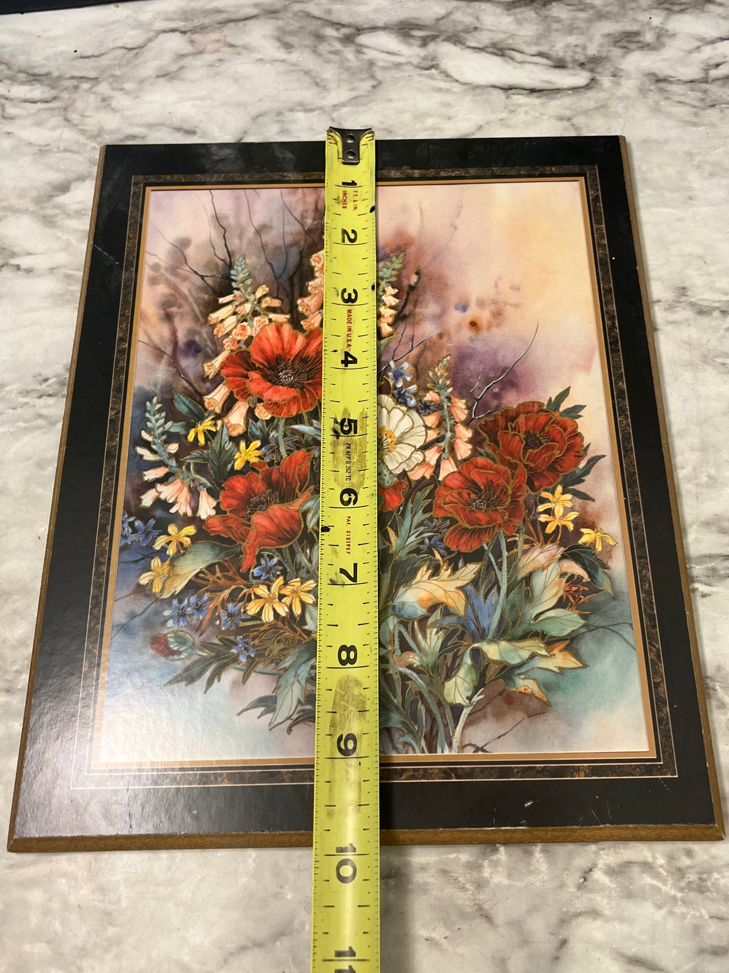 Floral Print Poppies on Board