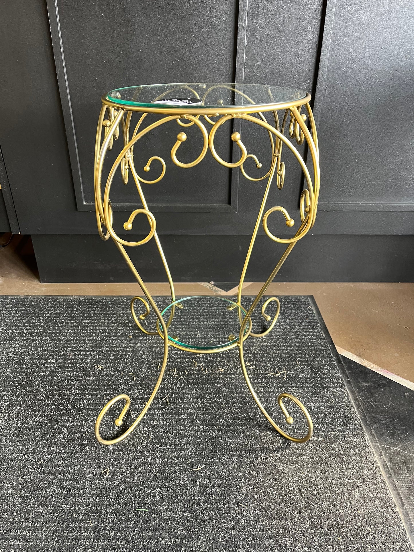 Round Gold and Glass Side Table 2 tier