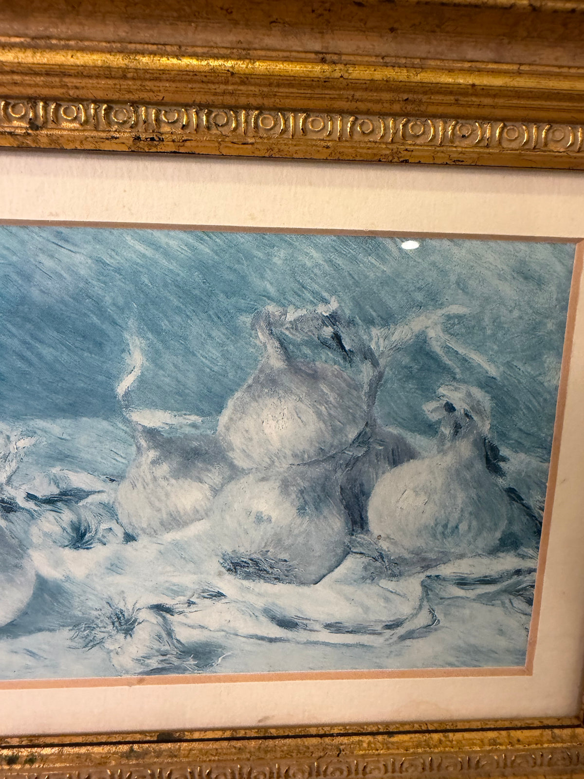 Blue Garlic Print in Gold Frame