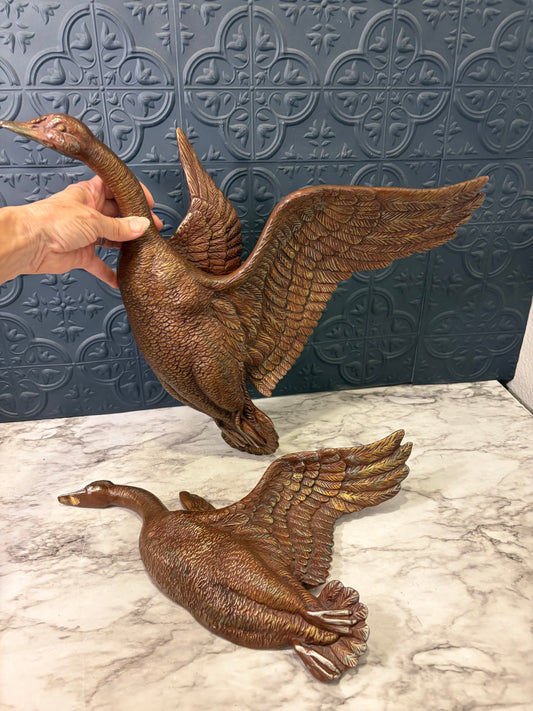 Plaster Flying Duck Set of 2