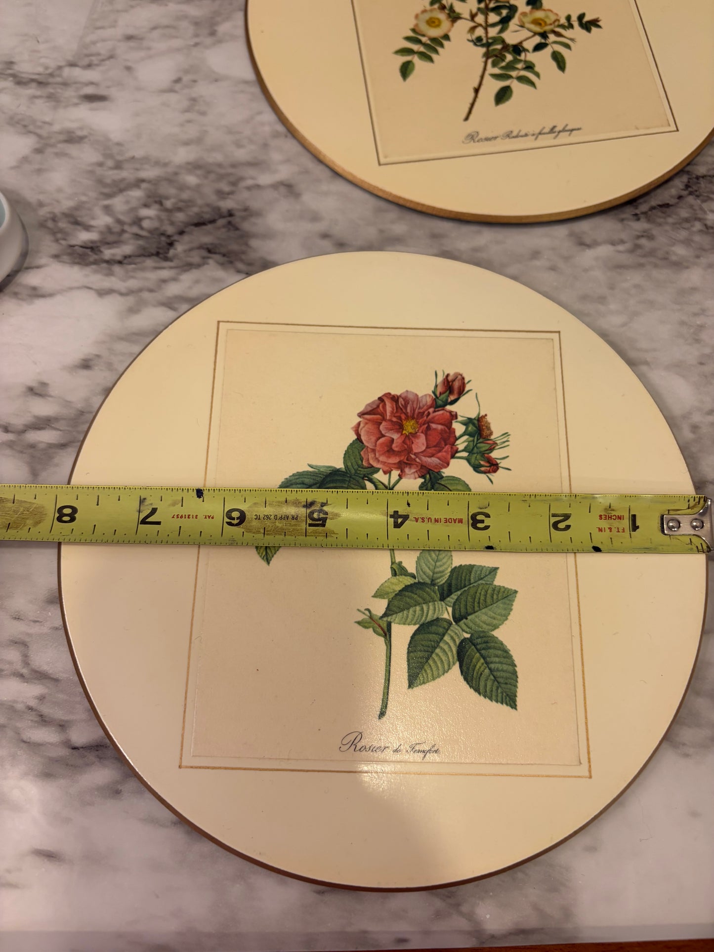 Cork Back Floral Trivets Set of 6