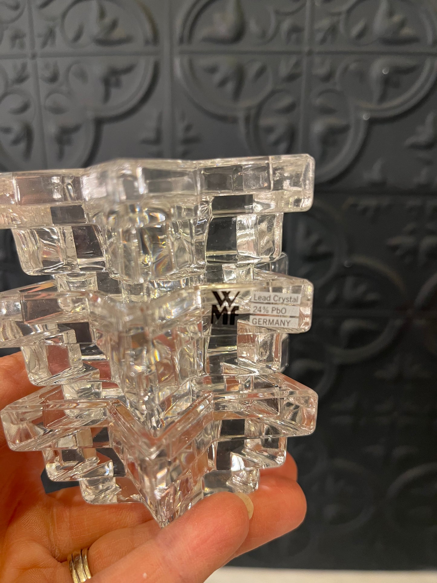 WMF Lead Crystal Stackable Star Candle Holder set of 3