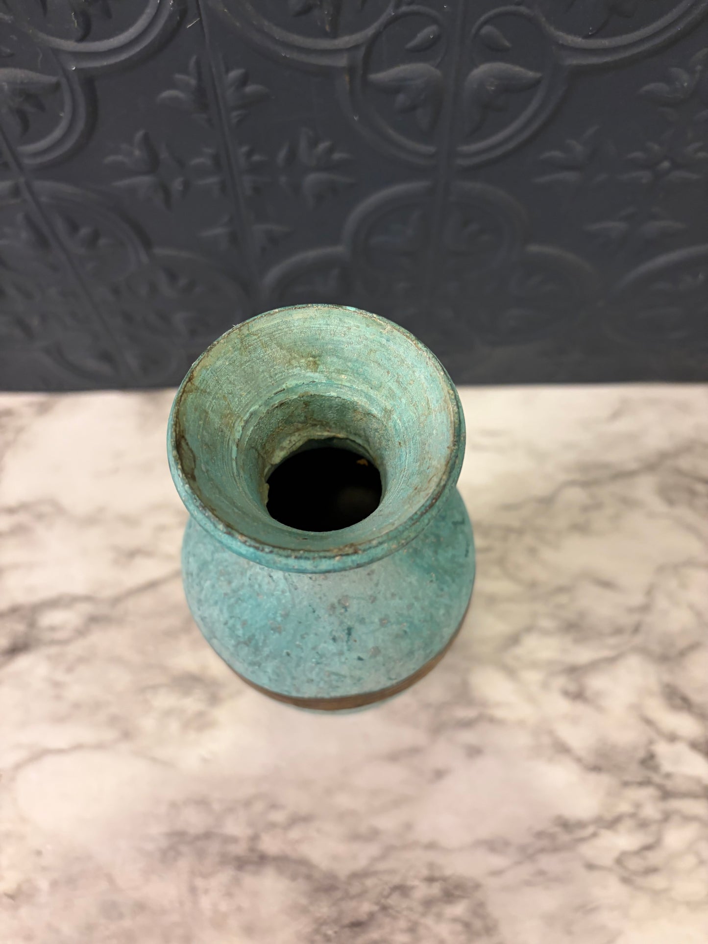 Teal Patina Brass Vase