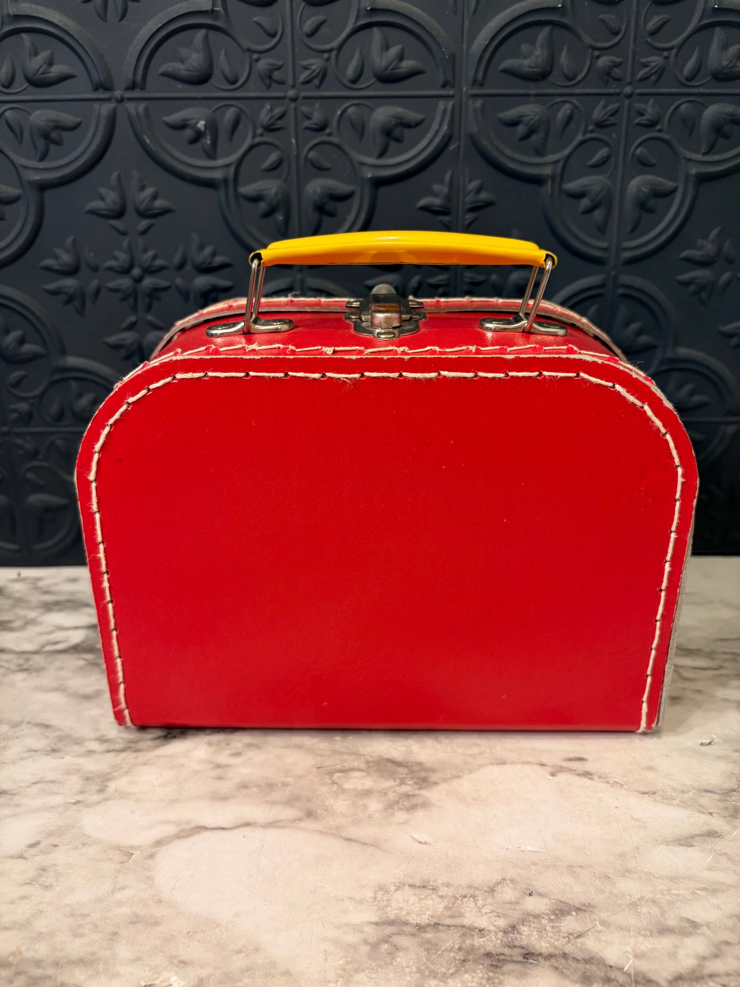 Vintage Red Cardboard Suitcase by Fiep Westendorp