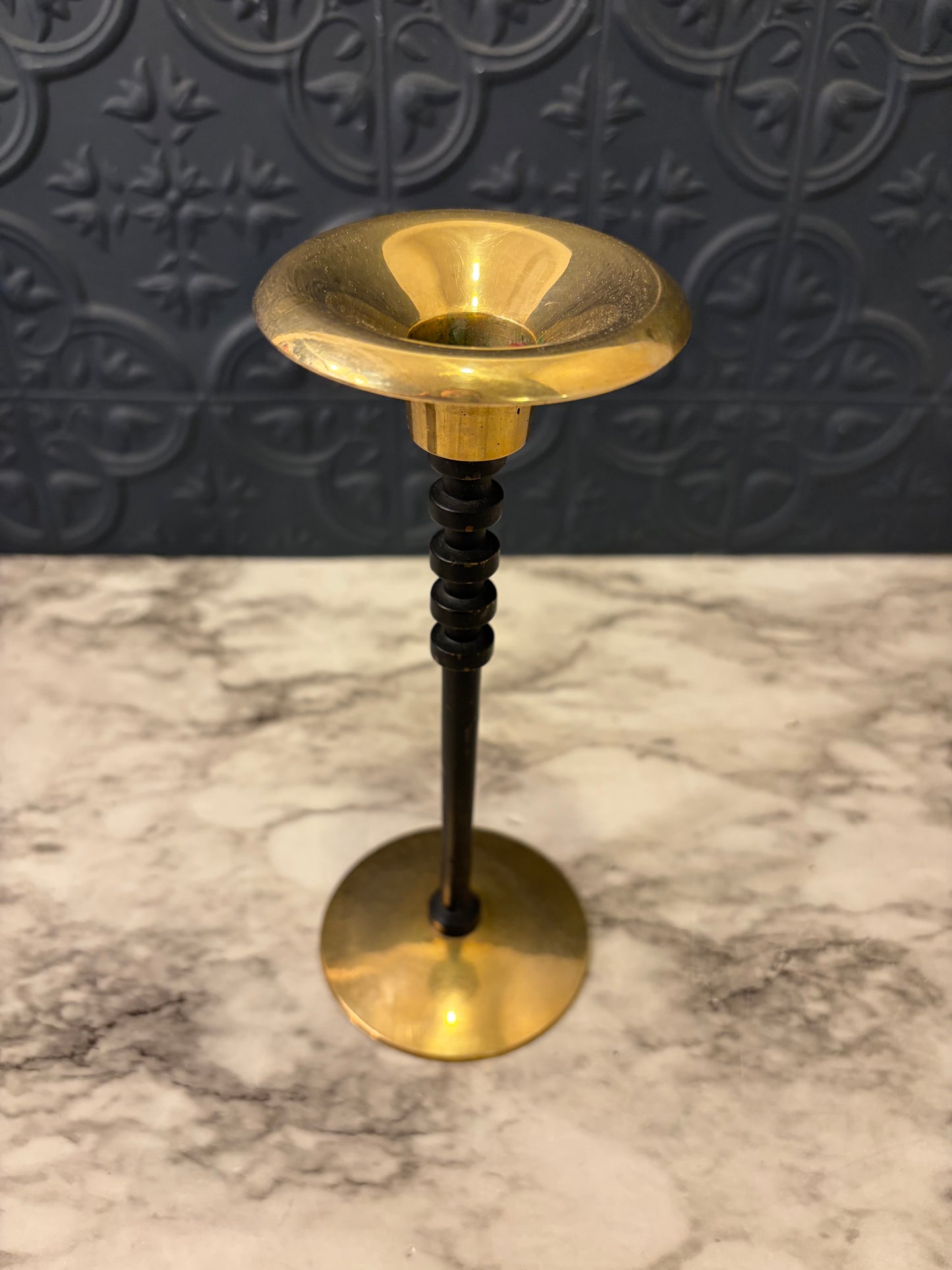 8" brass candle Holder with Black Stem