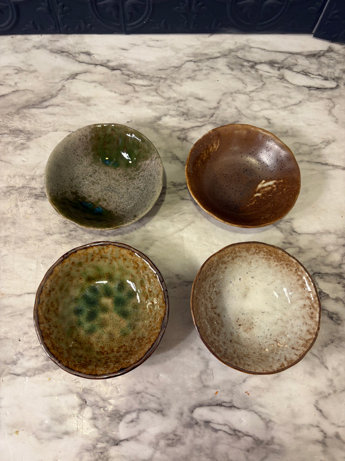 Stoneware Bowls Mismatch Set of 4