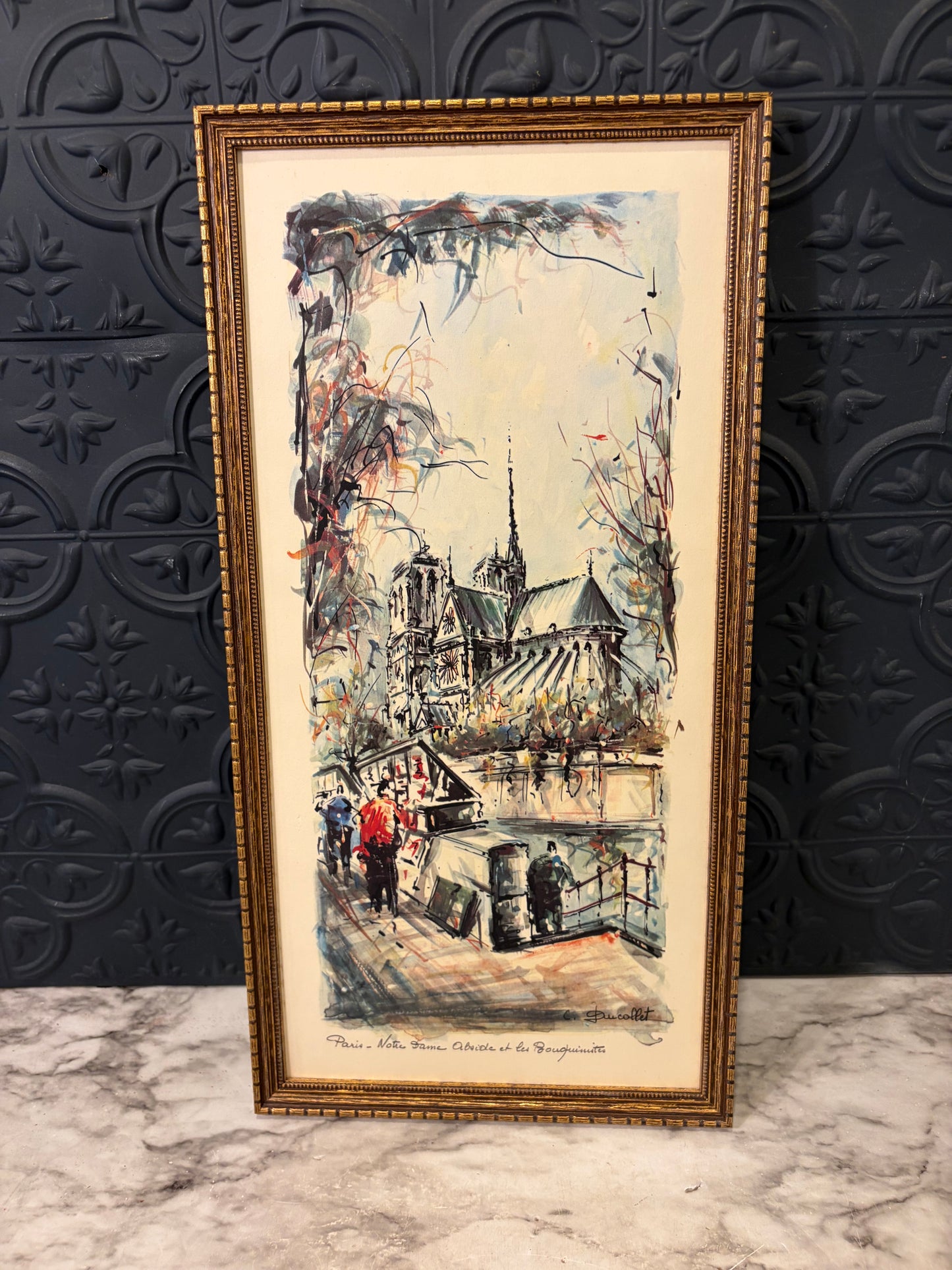 Vintage Print  by C Ducollet  of Notre Dame