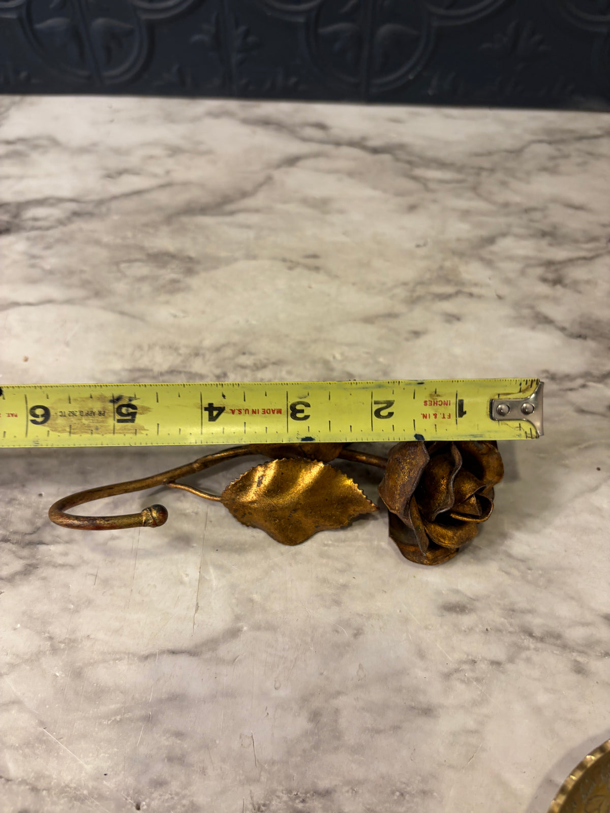 Small Gold Gilt Rose Wall Hook