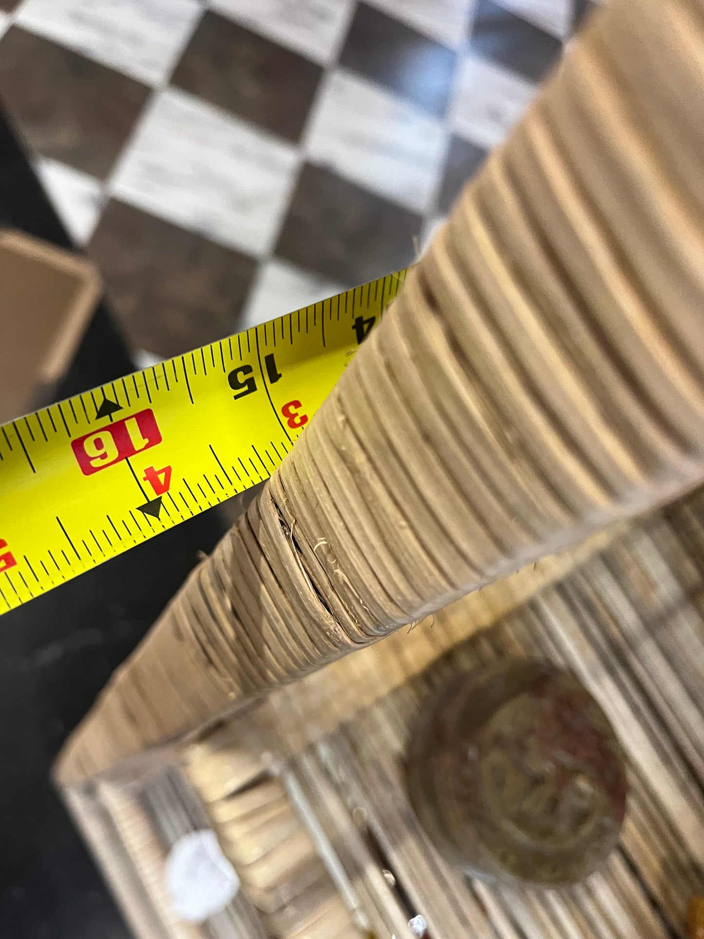 Tan Wash Arched Wicker Shelf