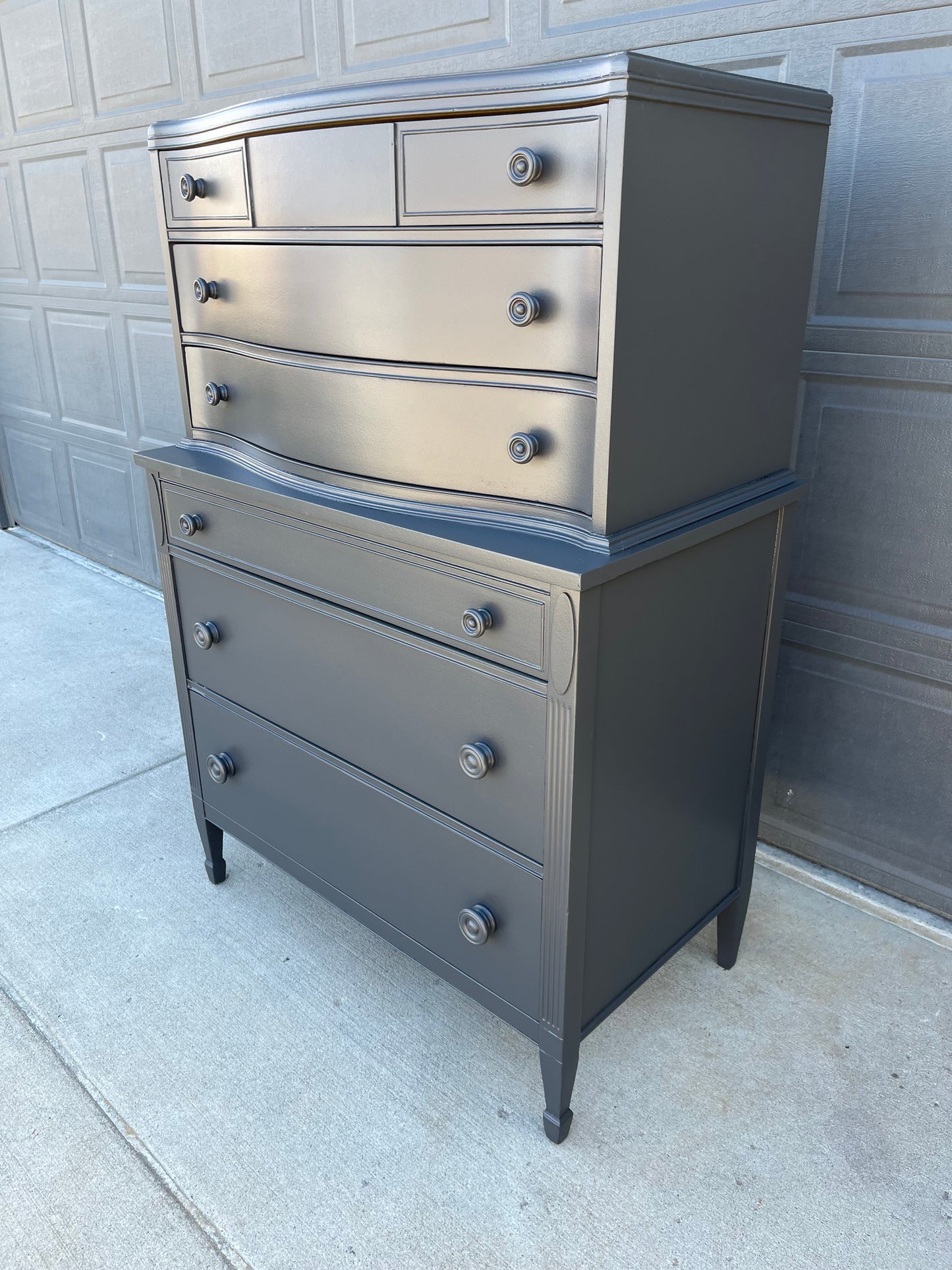 Dark Grey Vintage Tallboy Dresser