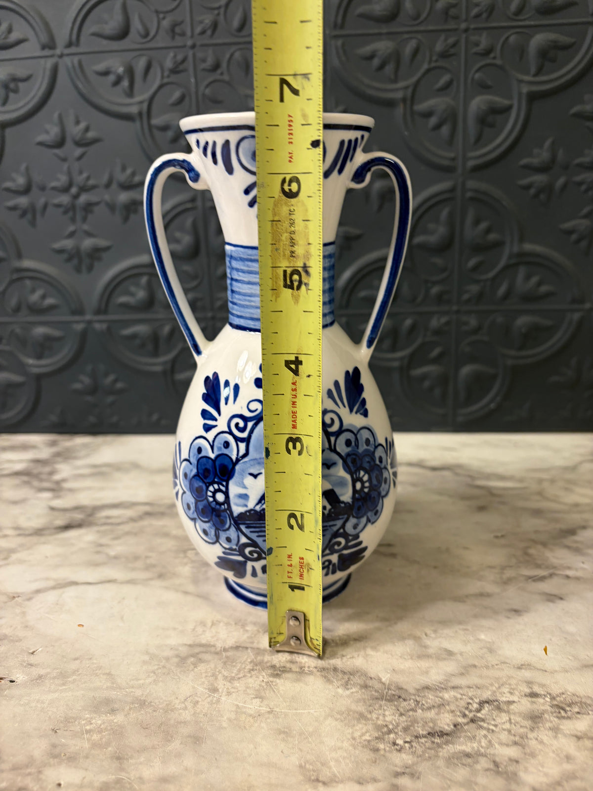 6.5" Delft Blue and White Windmill Vase