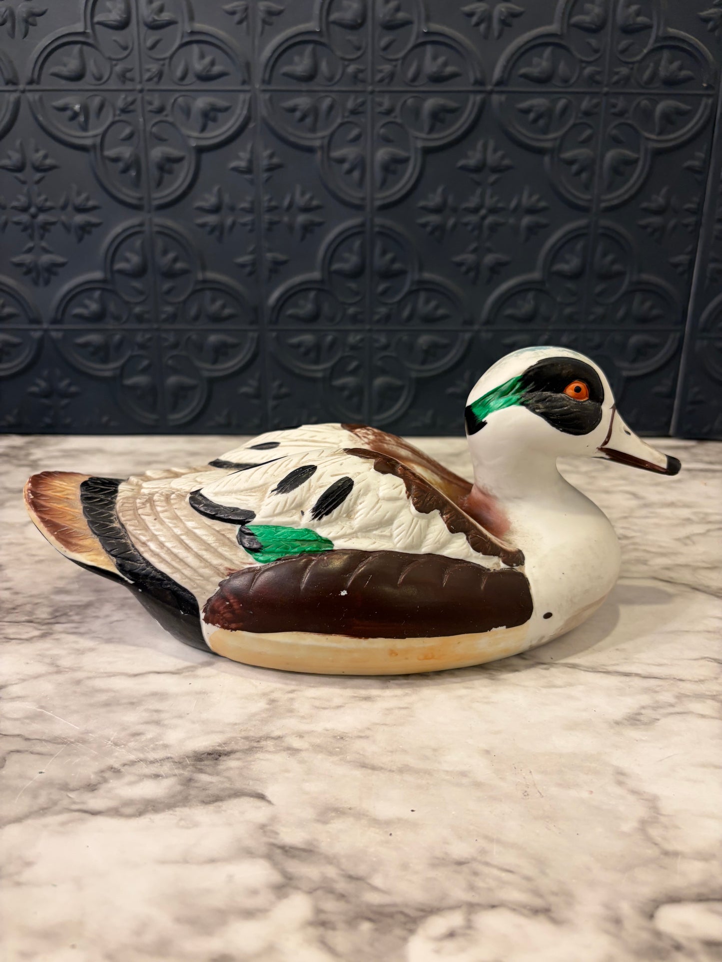 Porcelain Hand Painted Duck brown and white
