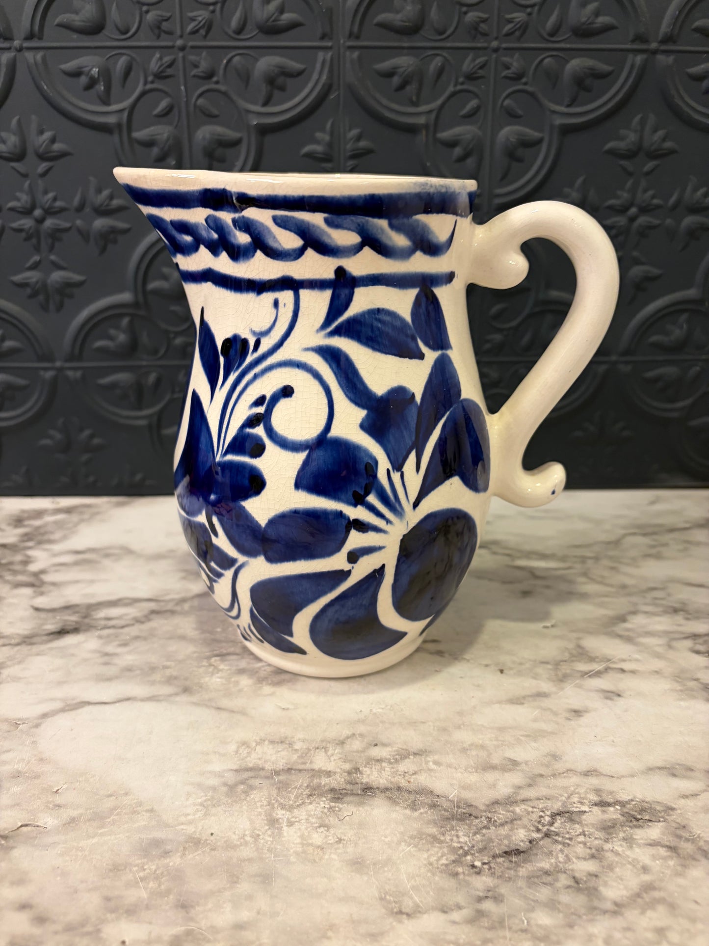 Blue and White hand painted Pitcher