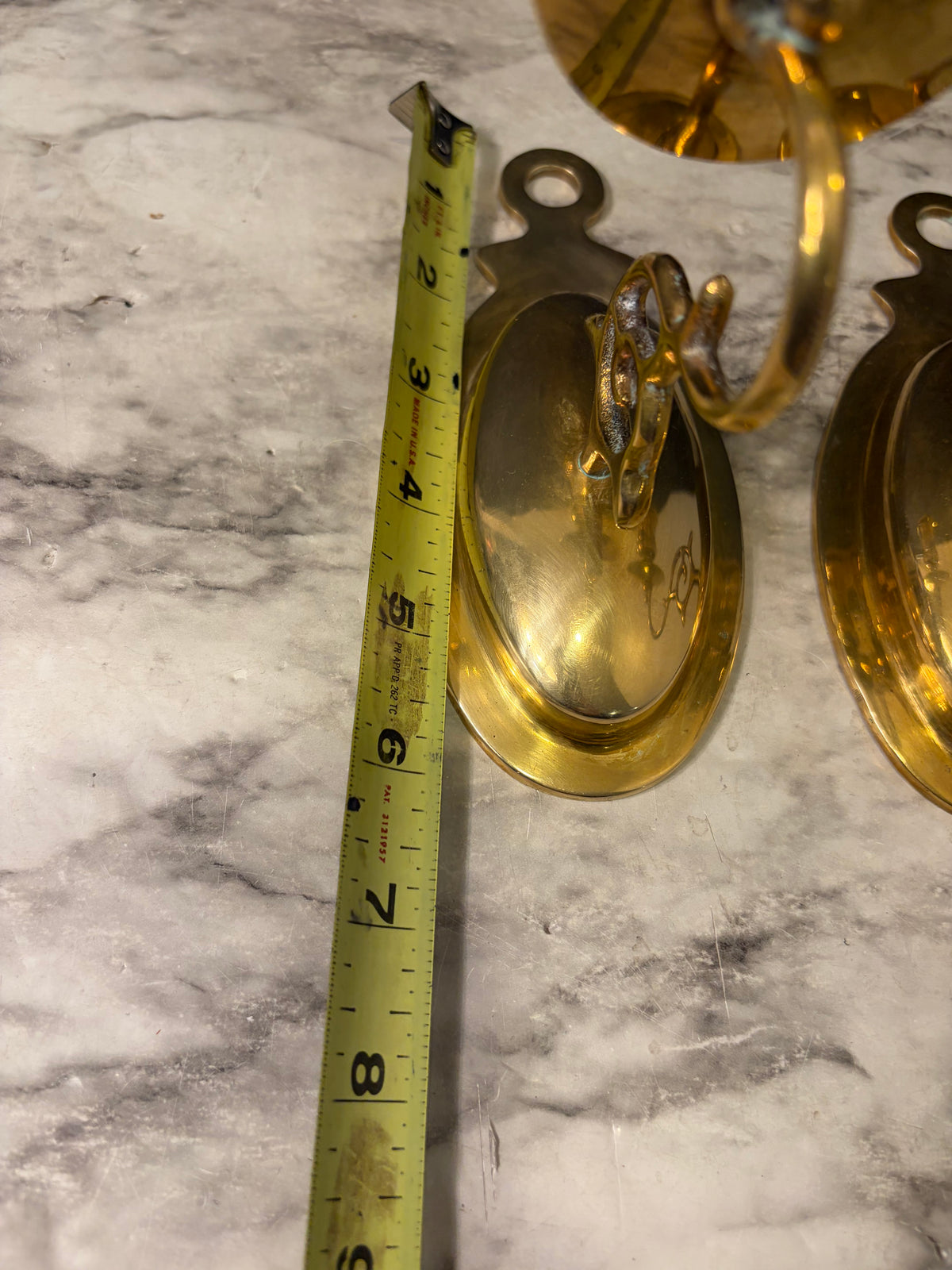 Simple Oval Brass Candle Sconce Pair