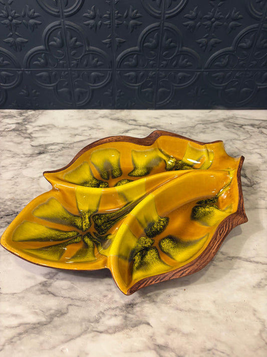 MCM Yellow/Orange Leaf Dish