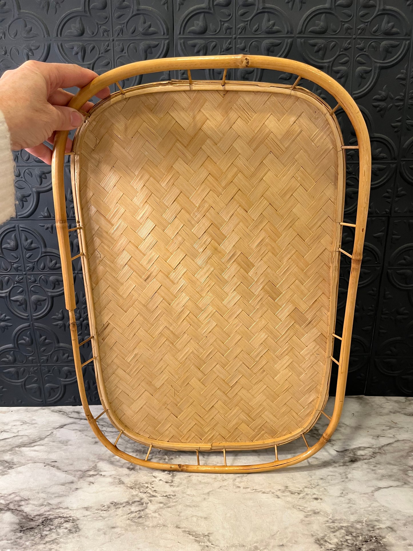 Vintage Bamboo Serving Tray