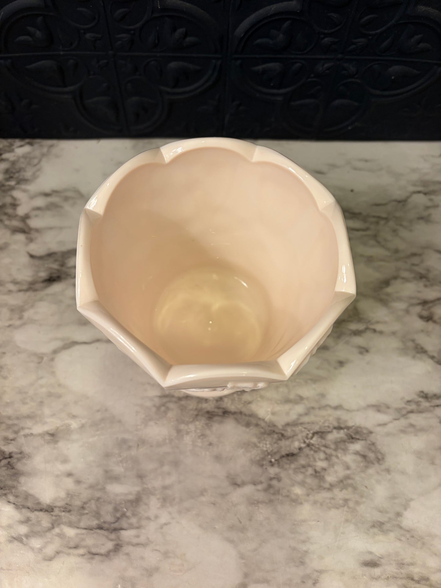 Napco Jeanette Pink Milk Glass Paneled Vase