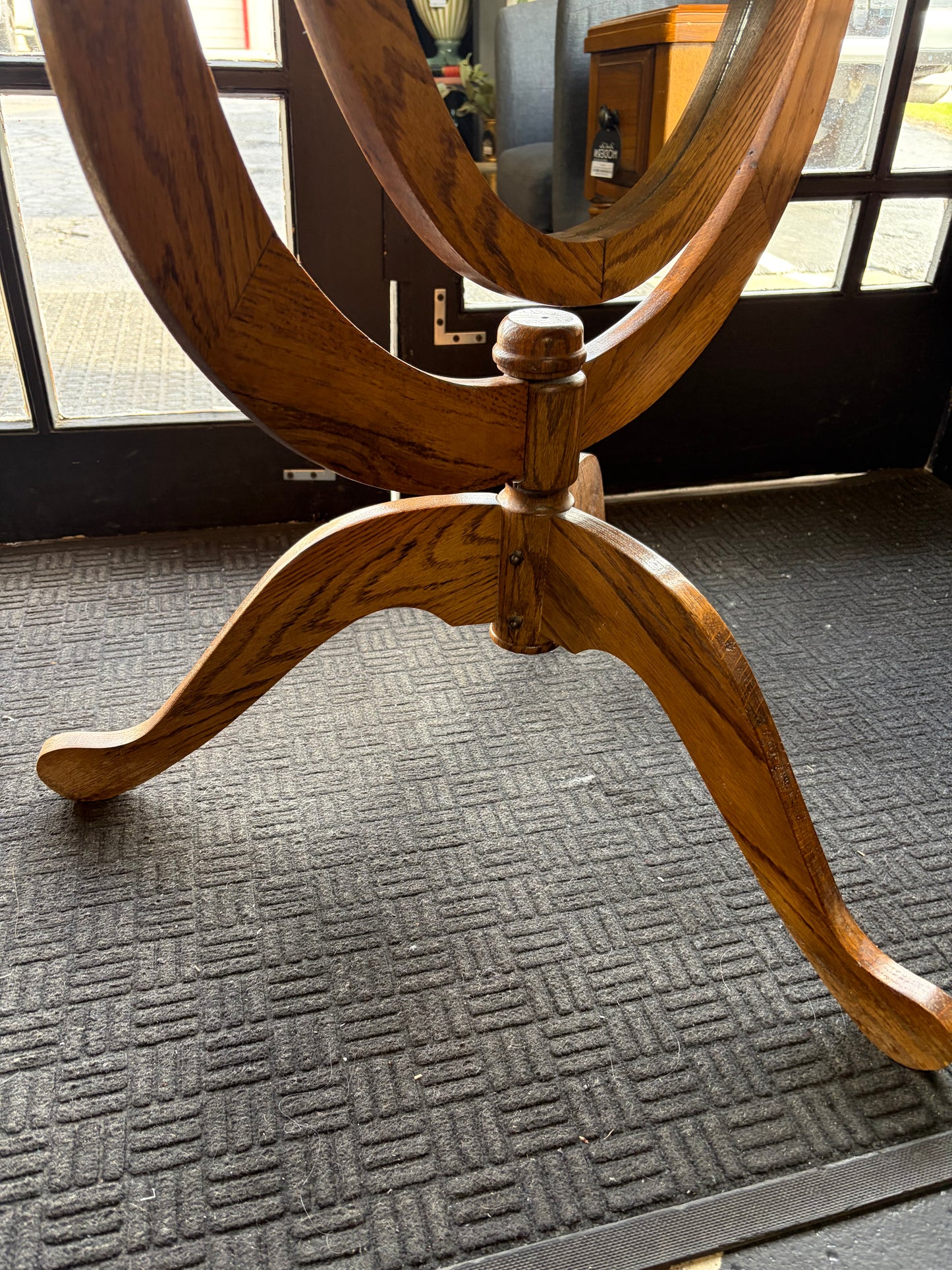 Oval Oak Standing Mirror