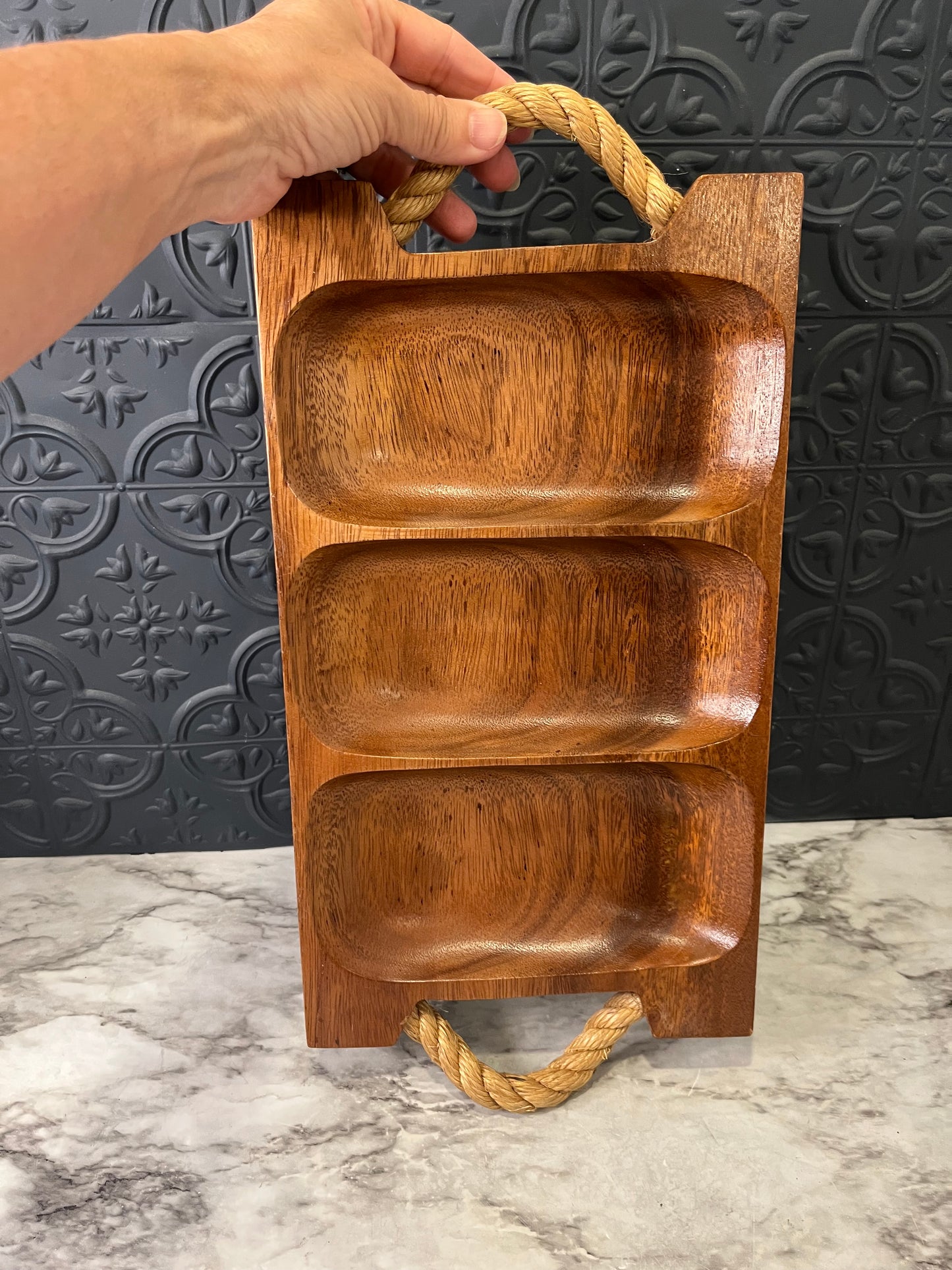 Wood Serving Tray with Rope Handles