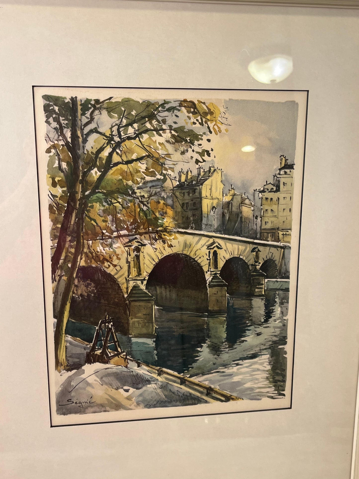 Parisian Bridge Pont Marie Print Framed