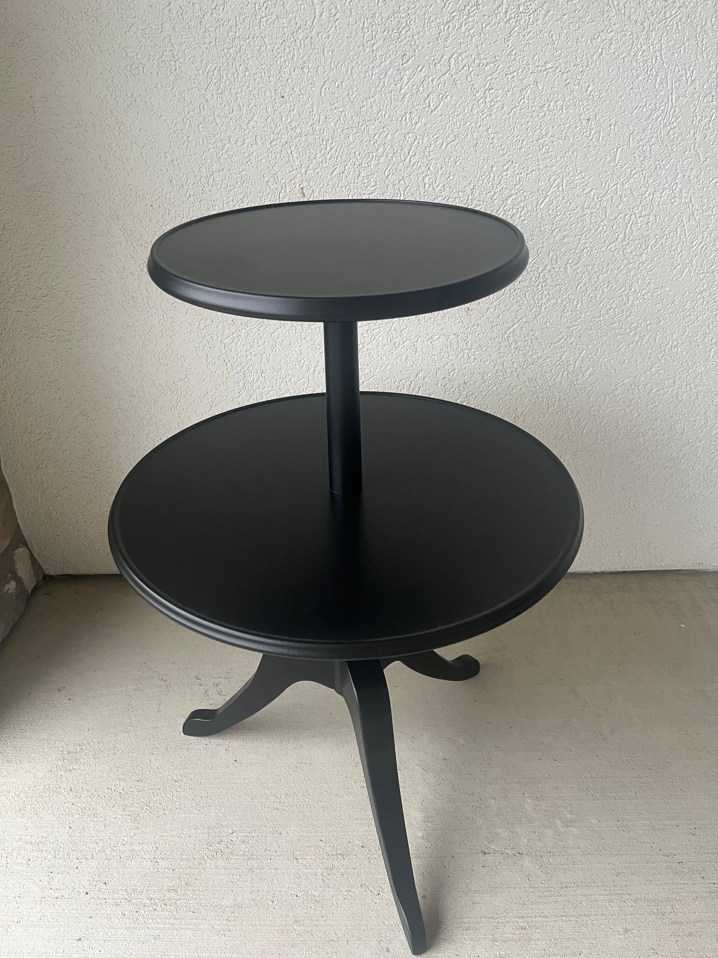 two Tier Pie Table Painted Black