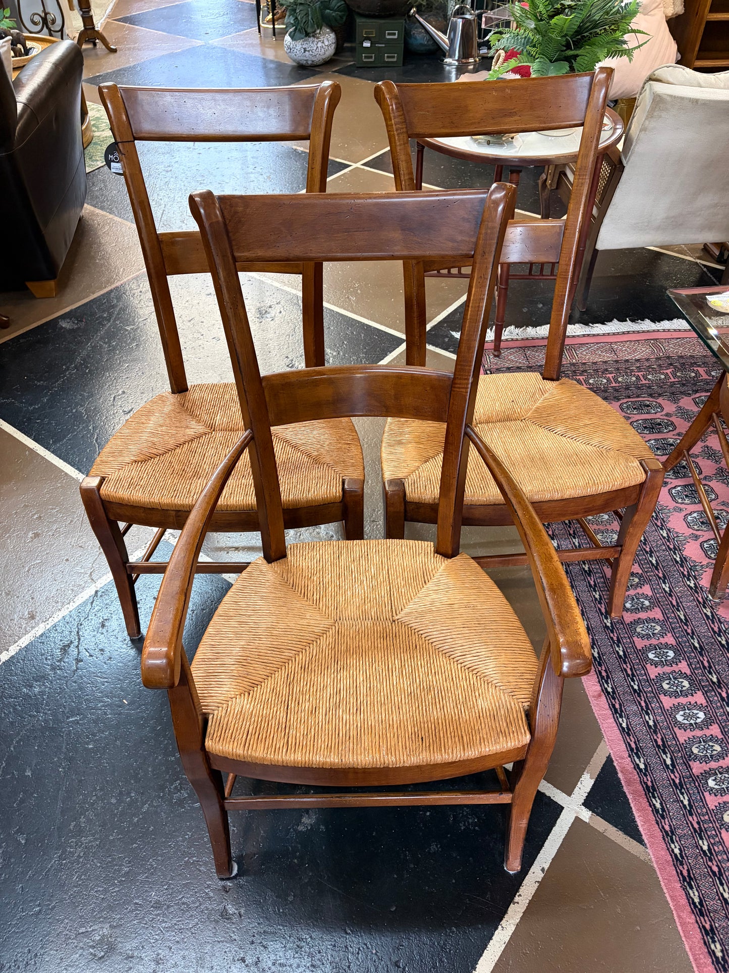 French Provincial Style Rush Seat Chair x 5