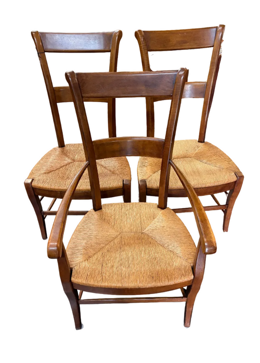 French Provincial Style Rush Seat Chair x 5