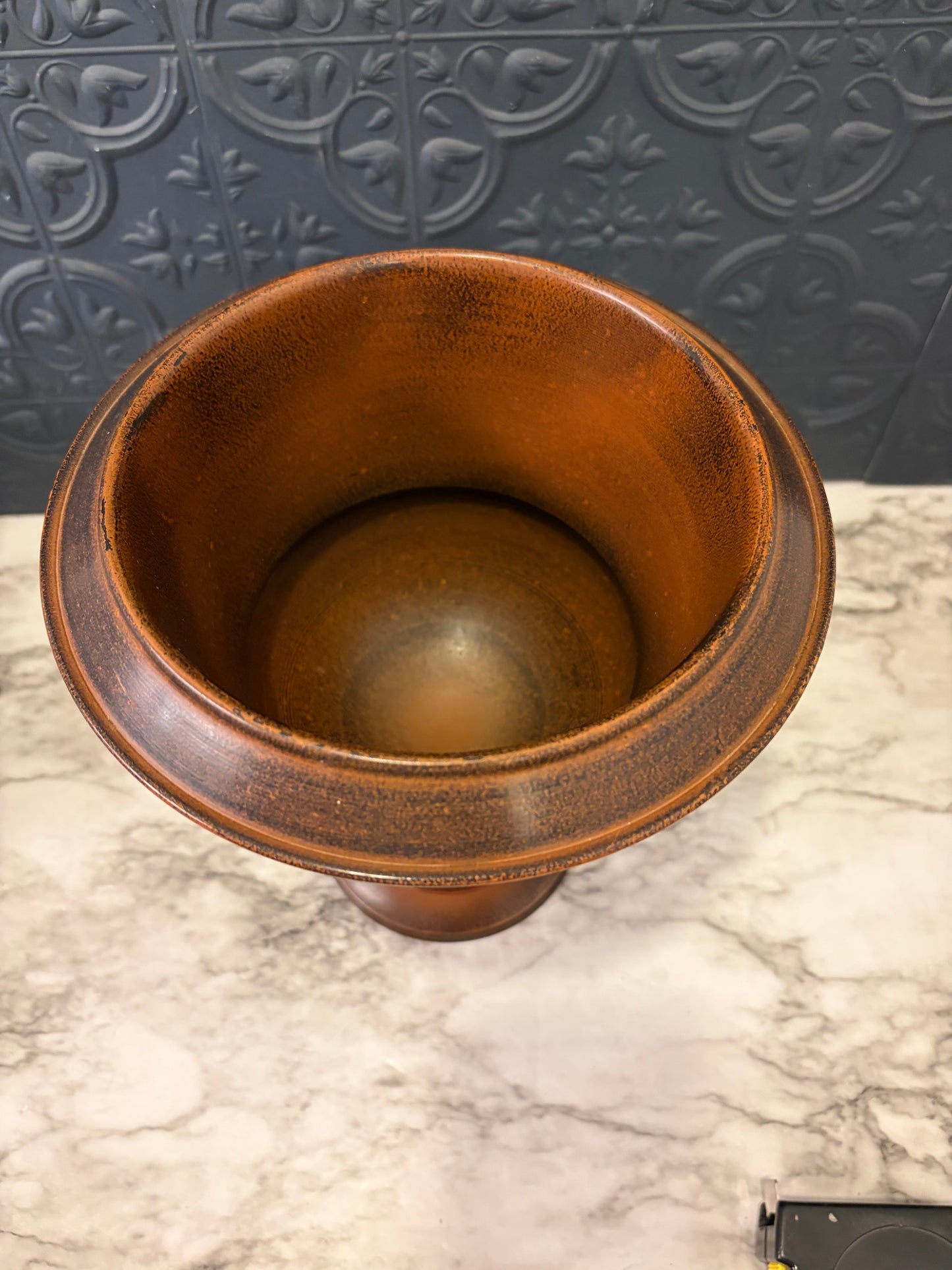 Brown Metal Trophy  Planter 9"