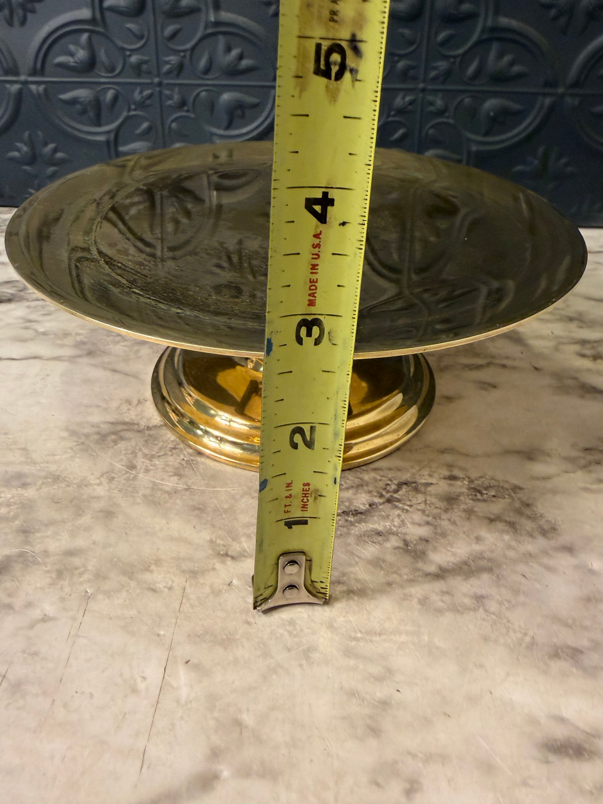 7" Brass Pillar Holder 3.75" H