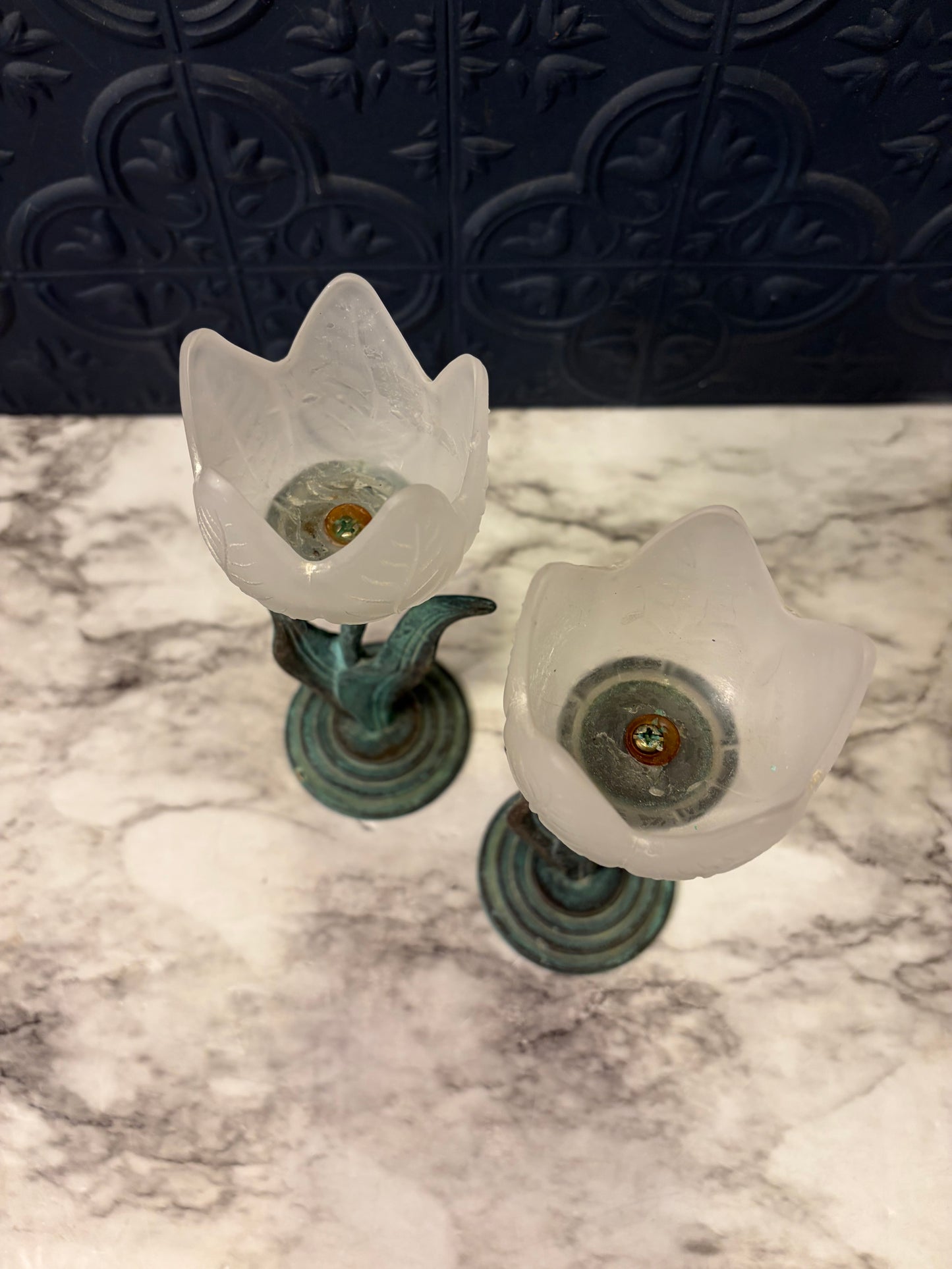 Set of 2 Partylite Satin Tulip Candle Holders