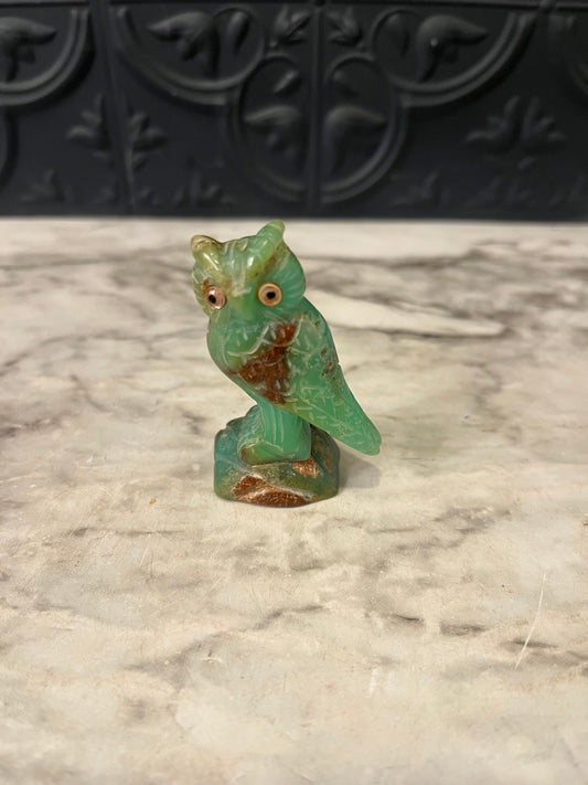 Mini green stone owl