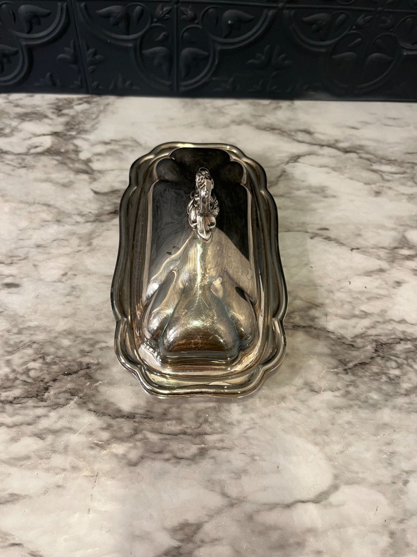 Silver Plate Butter Dish with Lid