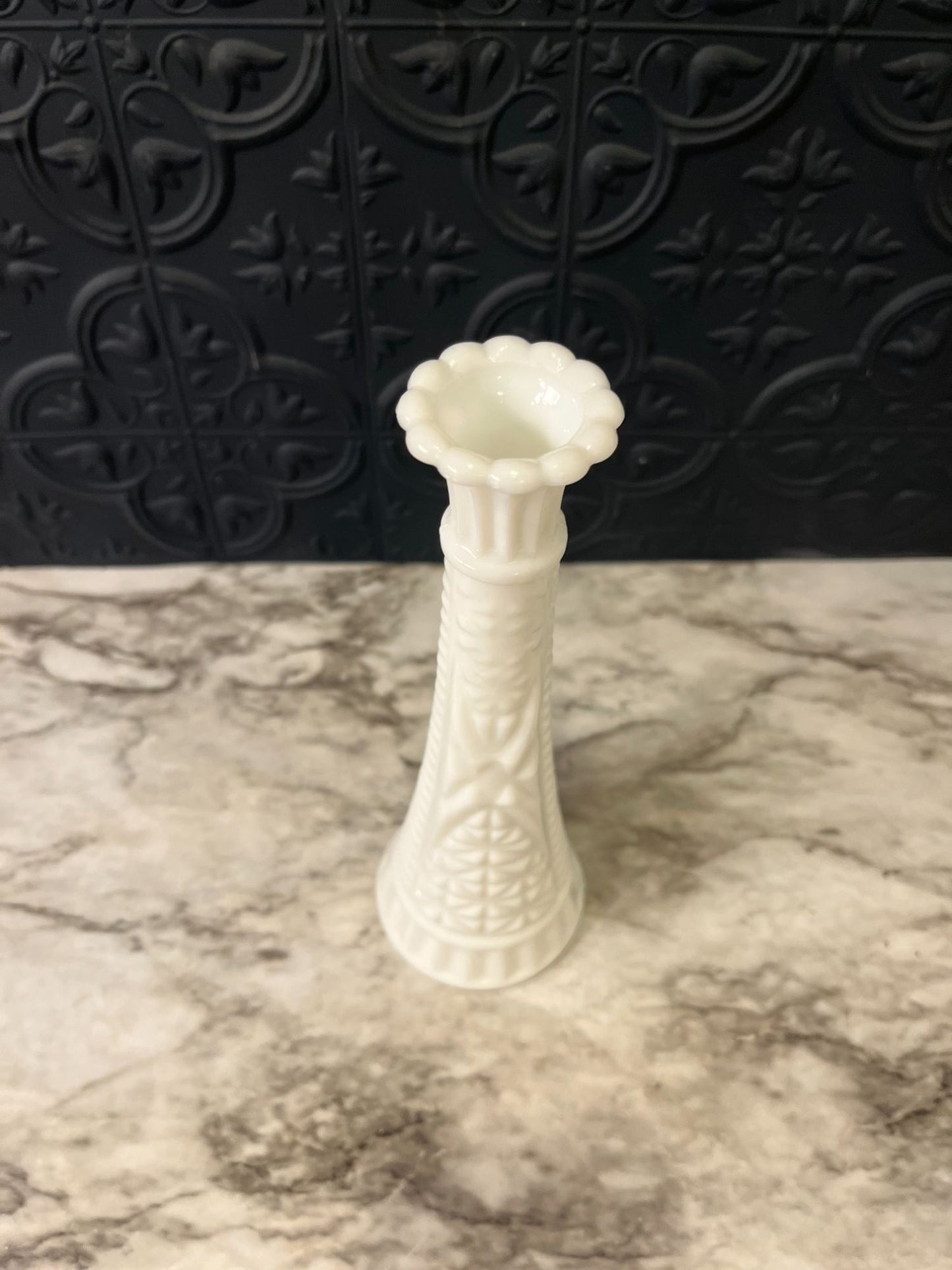 Milk Glass Vase Fluted