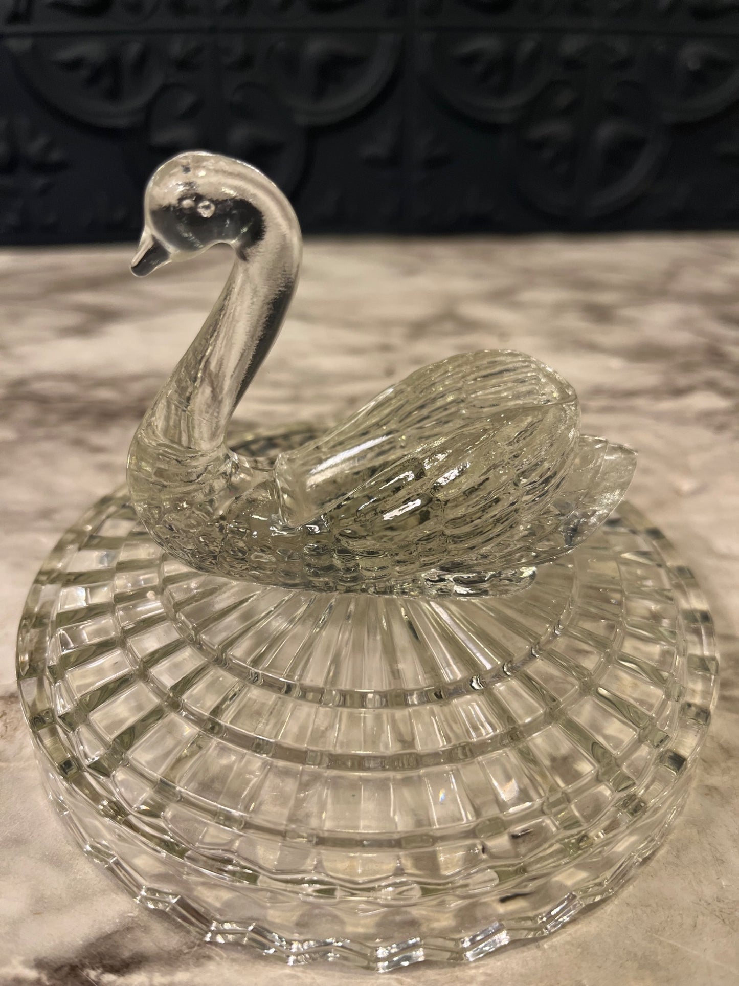 Glass Candy dish with Swan