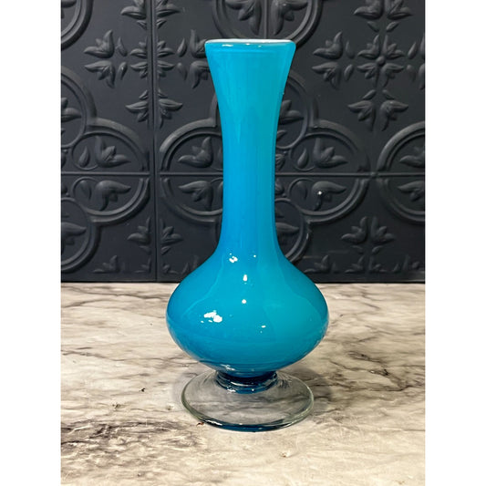 Blue glass bud vase