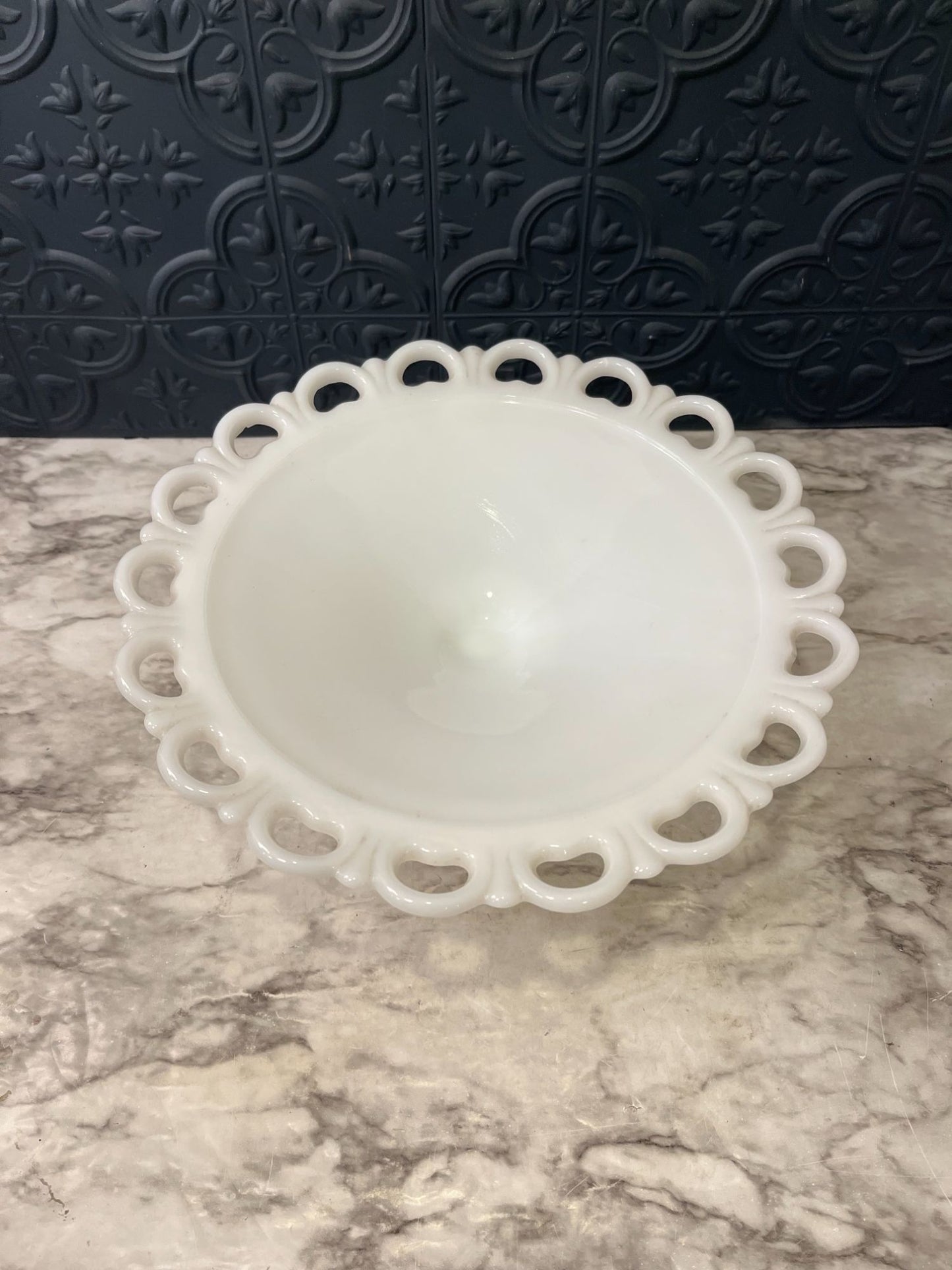 Anchor Hocking Milk glass  pedestal bowl