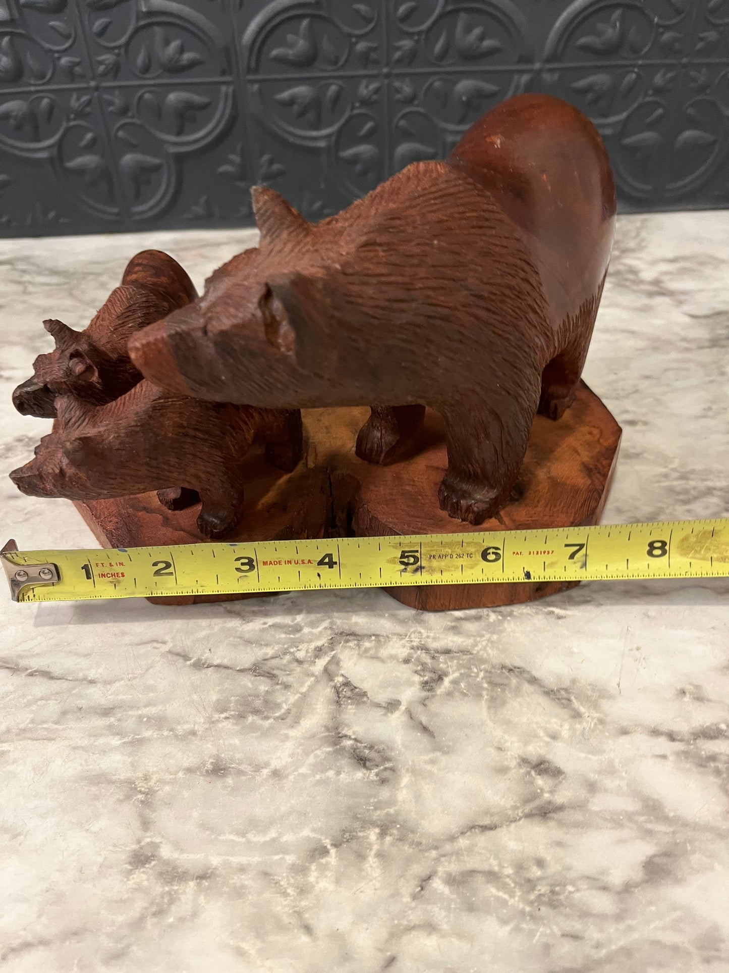 Carved Wood Bear Family