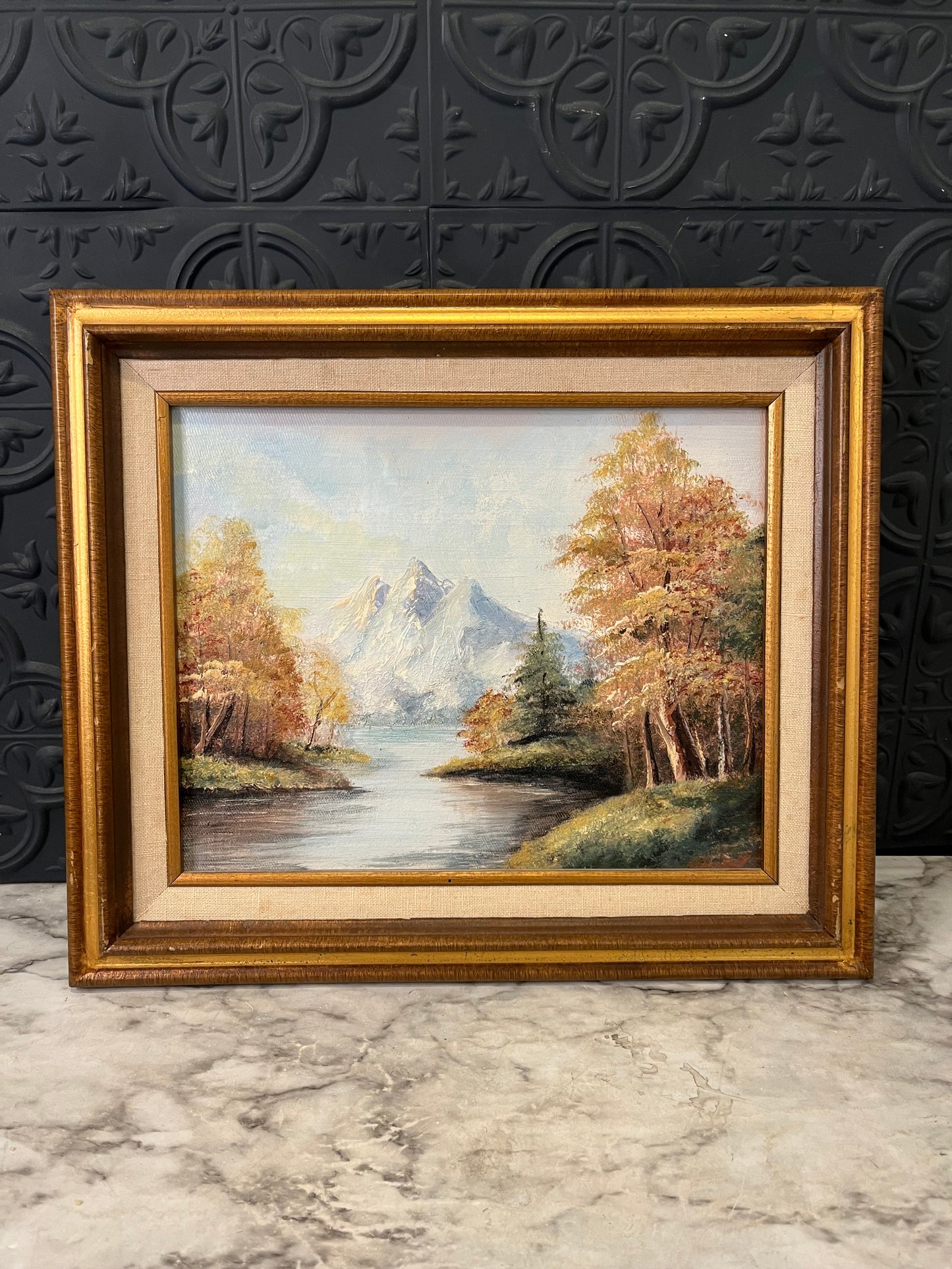 Triple Peak Landscape Painting Framed
