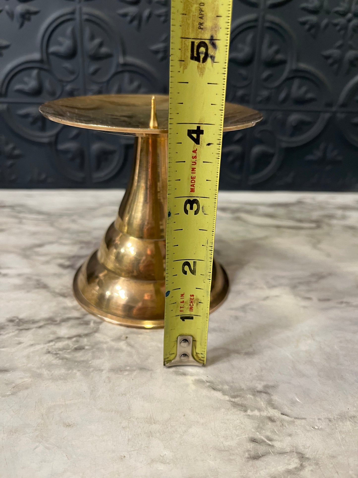 Brass pillar holders with cone base 4"