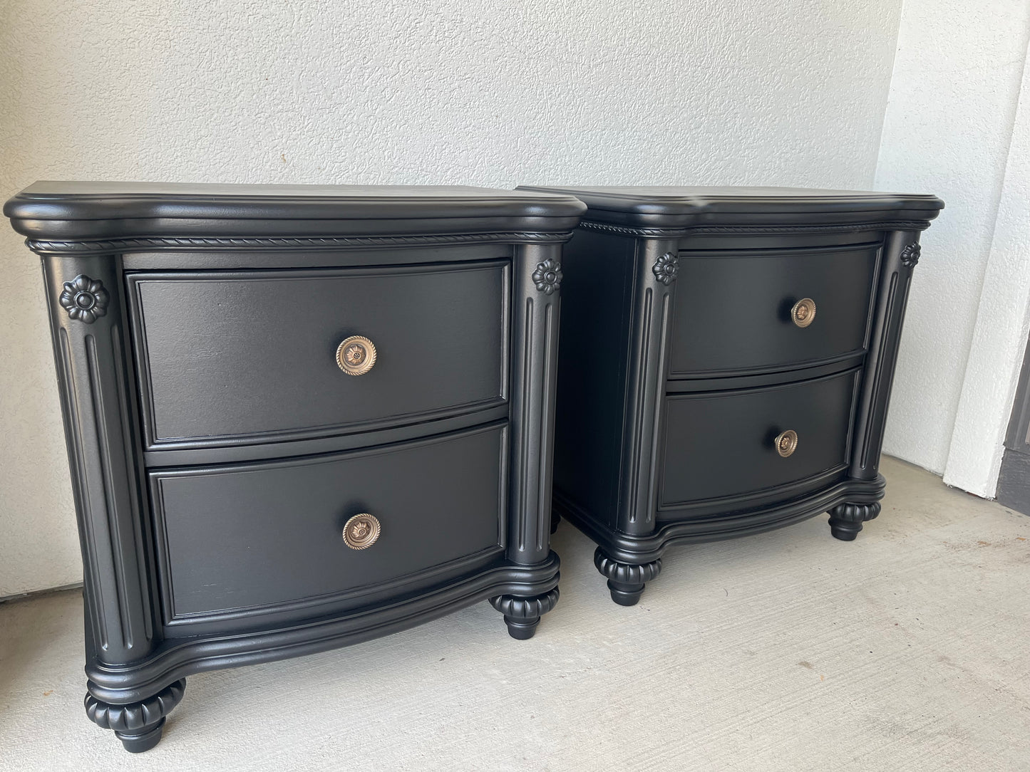 Black Refinished Nightstand Set By River's Edge