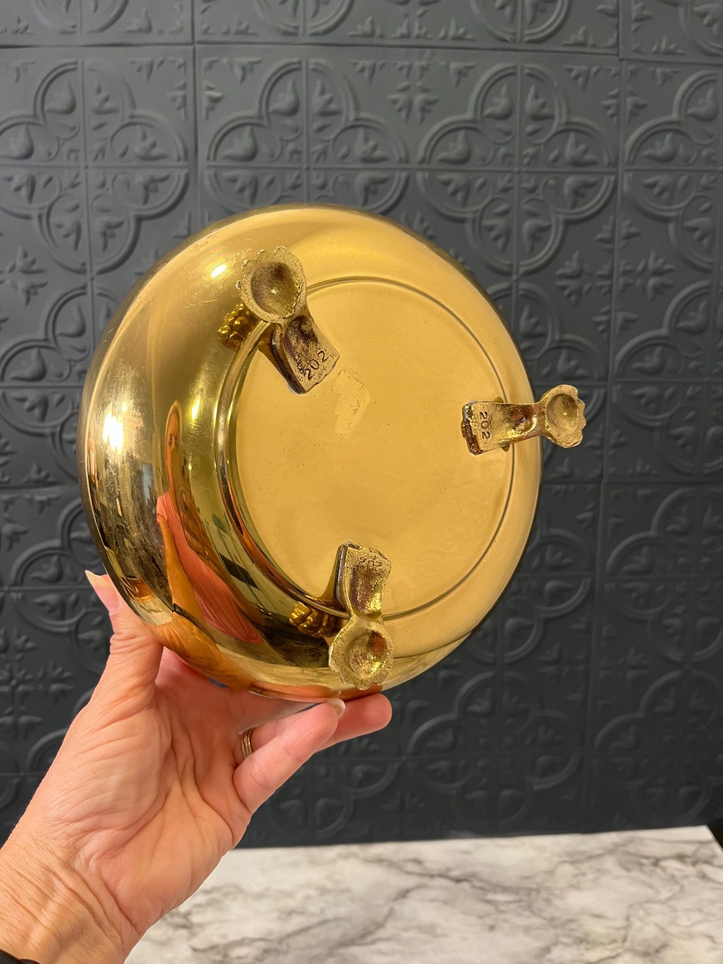 Round Brass Planter with Feet