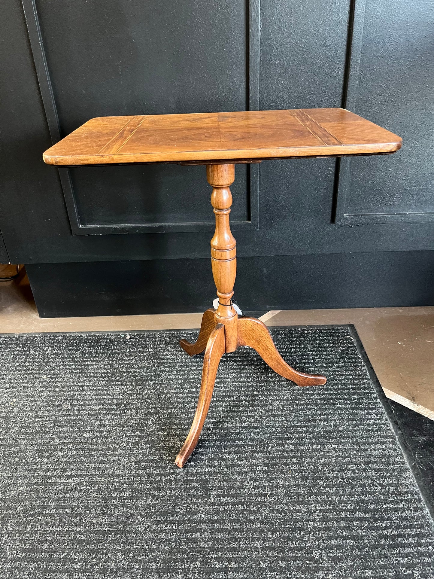 Walnut Inlay Tilt top Three Leg Side Table