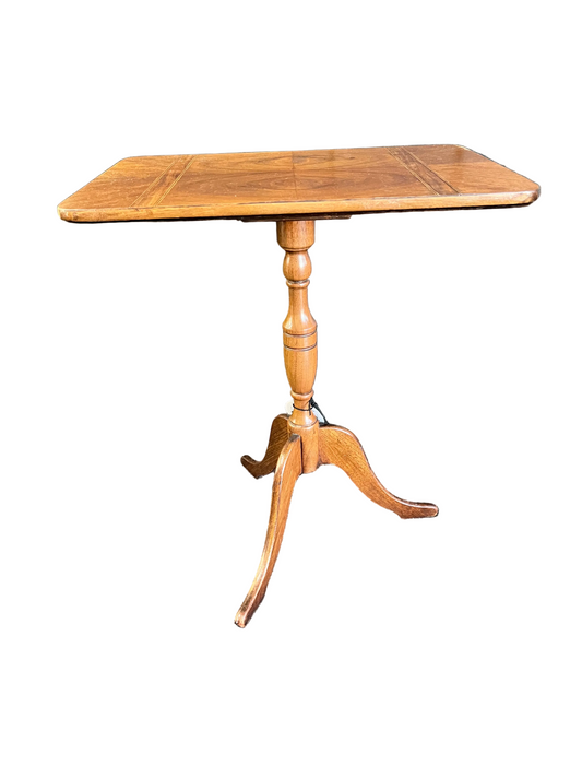 Walnut Inlay Tilt top Three Leg Side Table