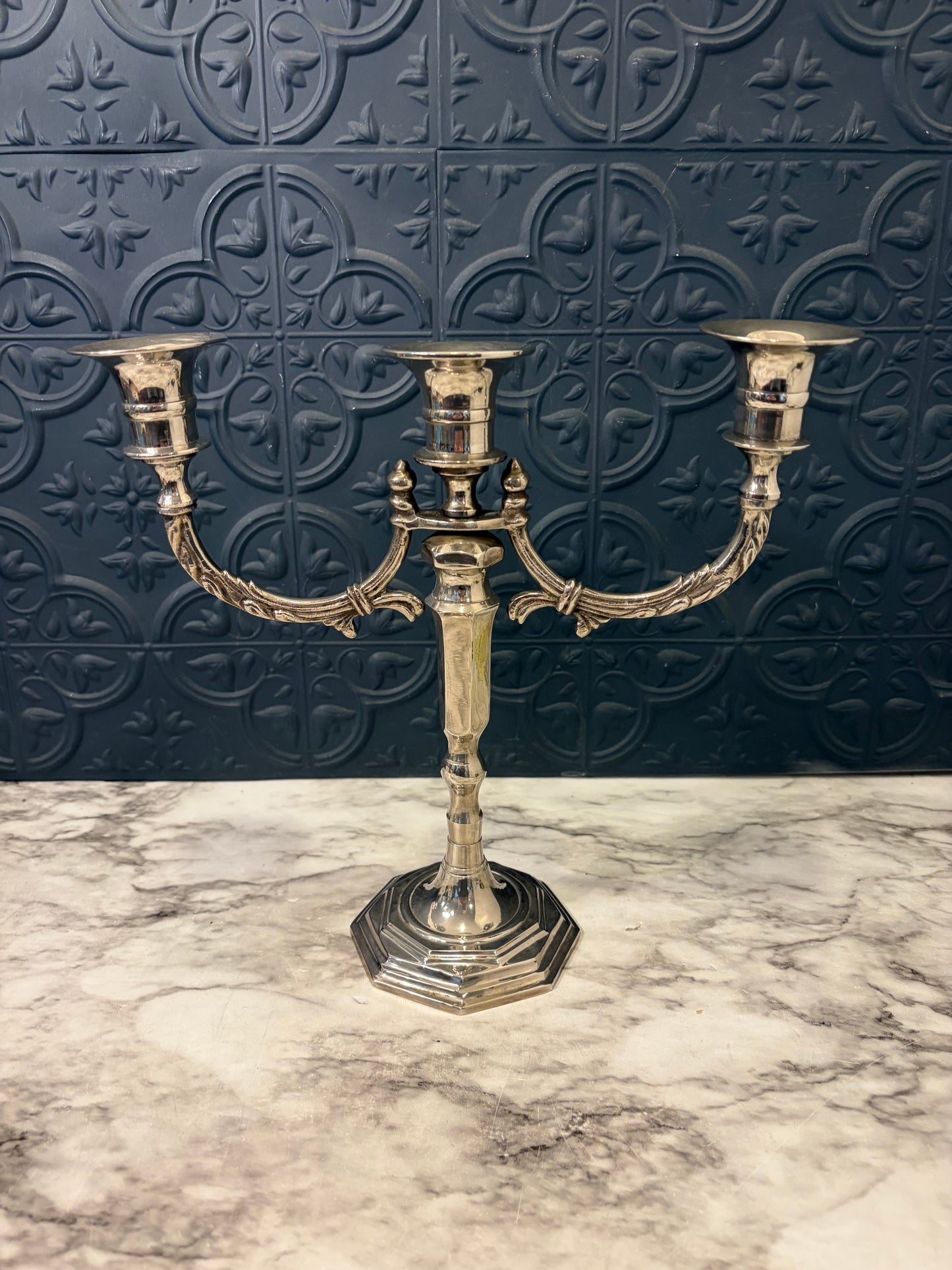 Silver Plate Three Arm Candelabra