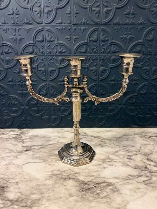 Silver Plate Three Arm Candelabra
