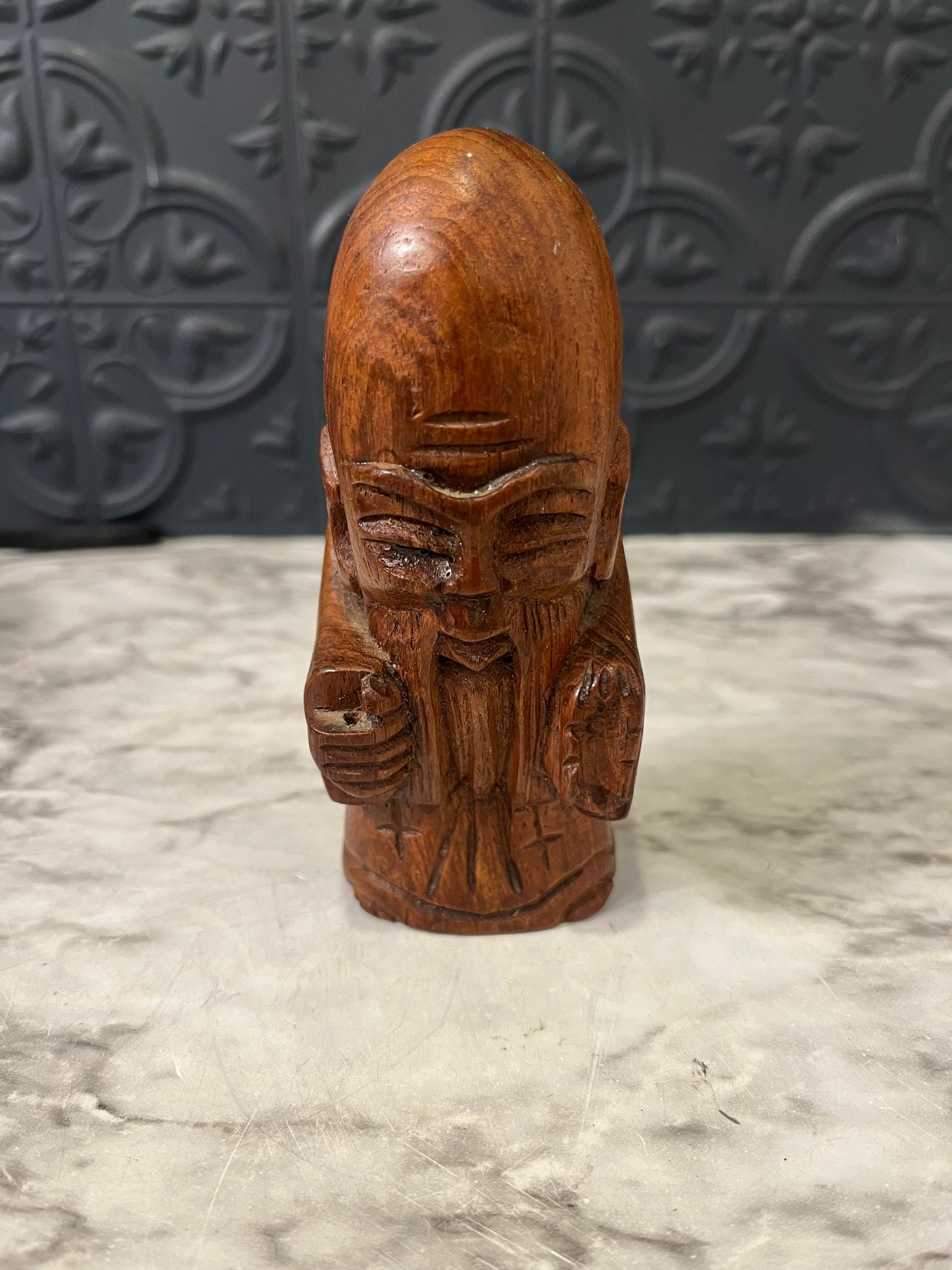 Wood Carved Asian Man Small